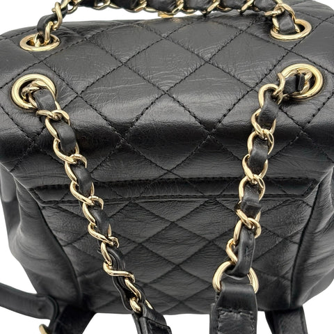 [Mint Condition] CHANEL Duma Coco Mark Backpack IC Chip (2021~) Black Calfskin Used Bag