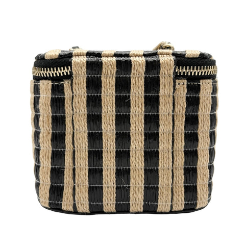 [Pre-owned] CHANEL Raffia Mini Vanity Bag, Shoulder Bag, 30-series (2021), Beige/Black, Raffia/Black, Pre-owned USED Bag