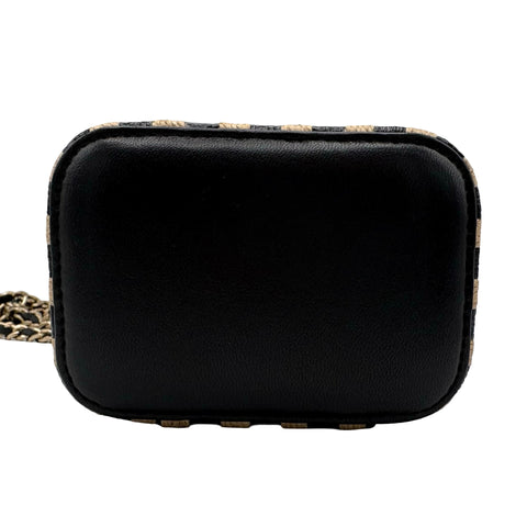 [Pre-owned] CHANEL Raffia Mini Vanity Bag, Shoulder Bag, 30-series (2021), Beige/Black, Raffia/Black, Pre-owned USED Bag