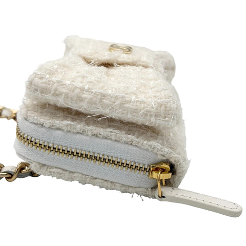 【Used】 CHANEL MINI CHAIN BAG (VIP X'MAS) Chain Shoulder Random Serial (2023) White Tweed Used Bag