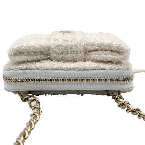 【Used】 CHANEL MINI CHAIN BAG (VIP X'MAS) Chain Shoulder Random Serial (2023) White Tweed Used Bag