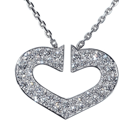 【中古】CARTIER カルティエ K18WG C HEART DIAMOND NECKLACE  Cハートダイヤモンドペンダントネックレス 10.9g 41cm