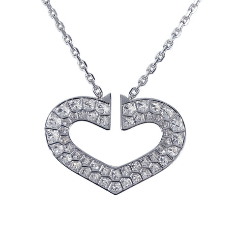 【中古】CARTIER カルティエ K18WG C HEART DIAMOND NECKLACE  Cハートダイヤモンドペンダントネックレス 10.9g 41cm