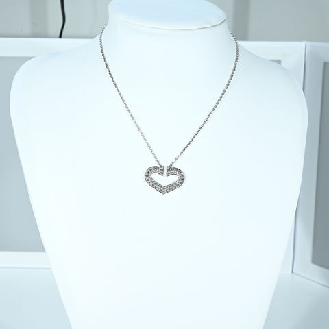【中古】CARTIER カルティエ K18WG C HEART DIAMOND NECKLACE  Cハートダイヤモンドペンダントネックレス 10.9g 41cm