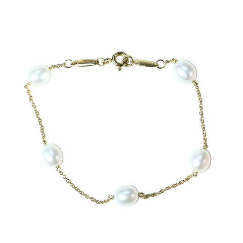 [Pre-owned] T&Co Tiffany K18YG pearl bracelet 6.3mm 3.2g 17cm