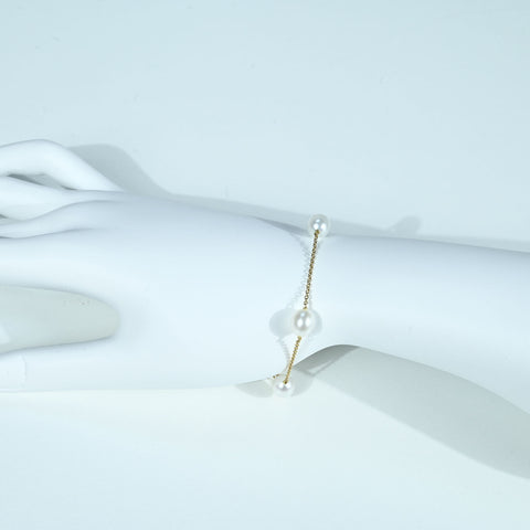 [Pre-owned] T&Co Tiffany K18YG pearl bracelet 6.3mm 3.2g 17cm