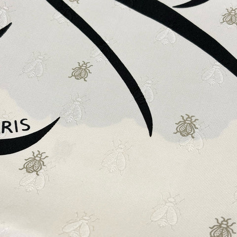 【Brand New】 Hermes Carre 90 "Bouquet Final Abeille" Scarf SCARF Creme/Black/Vermilion 100% Silk Brand New 100% SILK