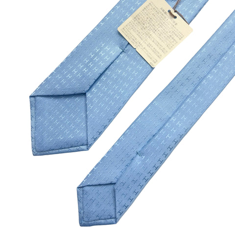 【Unused】 Hermes NECKTIE Blue Ciel 100% Silk Brand New 100%SILK