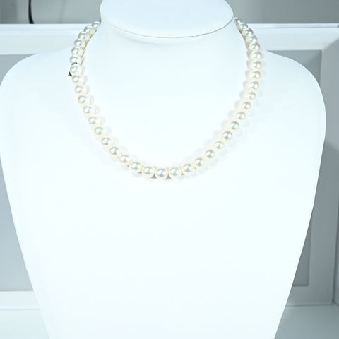 【中古】 MIKIMOTO ミキモト K18WG AKOYA PEARL NECKLACE アコヤパールネックレス 8.5-9.0mm 43cm ONE PRICE