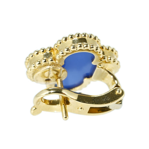 【中古】Van Cleef＆Arpels ヴァンクリーフ＆アーペル K18YG VINTAGE ALHAMBRA EARRINGS  ヴィンテージアルハンブラ ブルーアゲートピアス 7.7g ONE PRICE