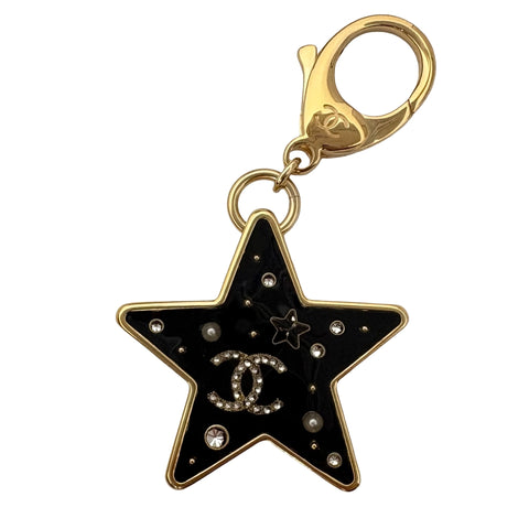 [Pre-owned] CHANEL STAR KEYCHAIN Accessories Gold/Black GP Pre-owned GOLD/BLACK