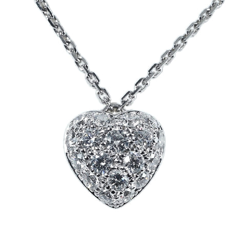【中古】CARTIER カルティエ  750/K18WG C HEART DIAMOND NECKLACE ハートダイヤモンドネックレス 4.5g