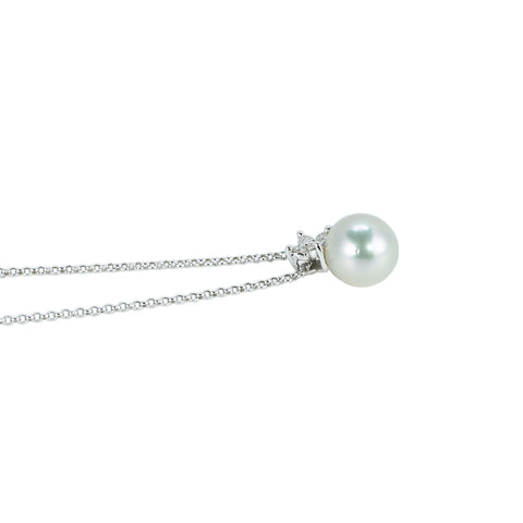 【中古】TASAKI タサキ K18WG アコヤパールペンダントネックレス P7.4mm D0.05ct 2.1g