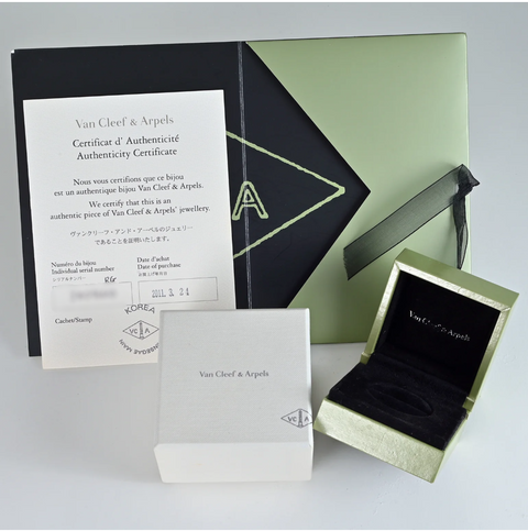 【Usado】Van Cleef & Arpels K18YG VINTAGE ALHAMBRA Anillo de ónix y diamantes #47 con caja y tarjeta, 5.3g