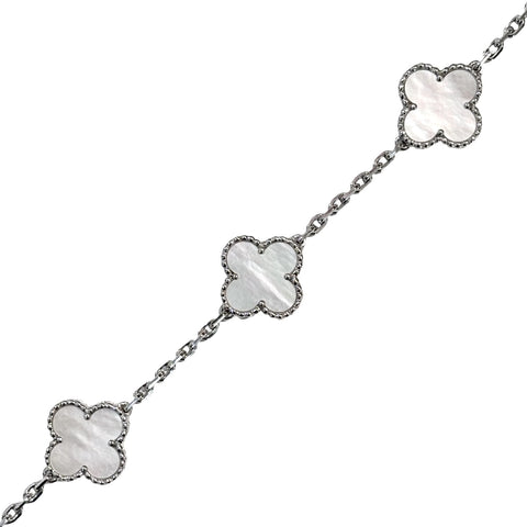 【中古】Van Cleef＆Arpels ヴァンクリーフ＆アーペル K18WG VINTAGE ALHAMBRA BRACELET ヴィンテージアルハンブラマザーオブパールブレスレット 2.2g 19cm