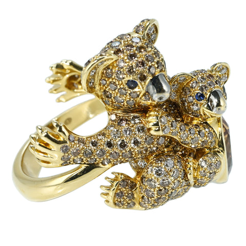 【中古】BOUCHERON ブシュロン K18YG TOPAZ RING インペリアルトパーズリング アニマルコレクション コアラ 25.3g #15