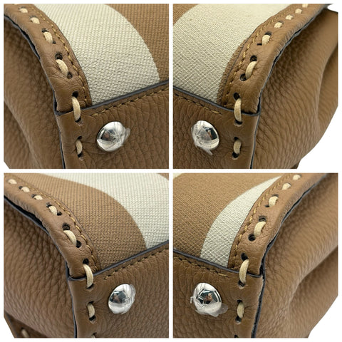 [Excellent Condition] FENDI PEEKABOO/SELLERIA 2WAY BAG MINI, Shoulder Bag, Beige, Canvas x Leather, Pre-owned