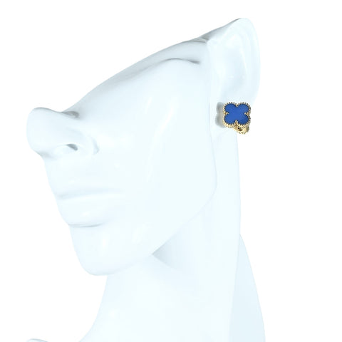 【中古】Van Cleef＆Arpels ヴァンクリーフ＆アーペル K18YG VINTAGE ALHAMBRA EARRINGS  ヴィンテージアルハンブラ ブルーアゲートピアス 7.7g ONE PRICE