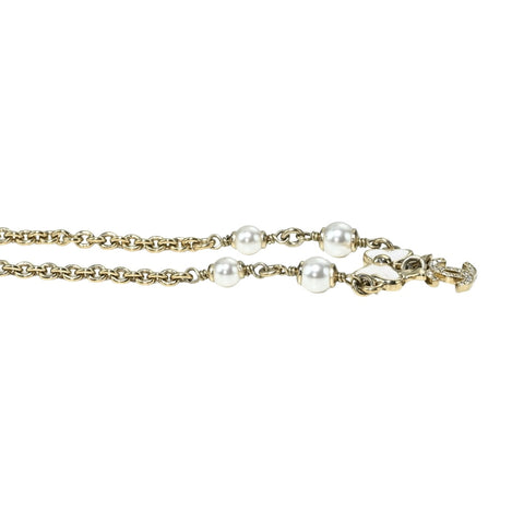 【中古】 CHANEL シャネル COCOMARK RIBON NECKLACE ココマークリボンネックレス NECKLACE ゴールド/ホワイト GP/模造真珠 中古 セール SALE