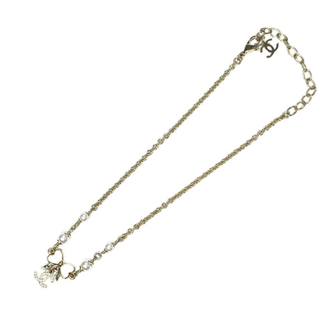 【中古】 CHANEL シャネル COCOMARK RIBON NECKLACE ココマークリボンネックレス NECKLACE ゴールド/ホワイト GP/模造真珠 中古 セール SALE