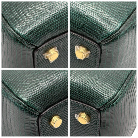 [Pre-owned] CELINE 16 BAG Handbag Green Lizard Pre-owned USED Bag