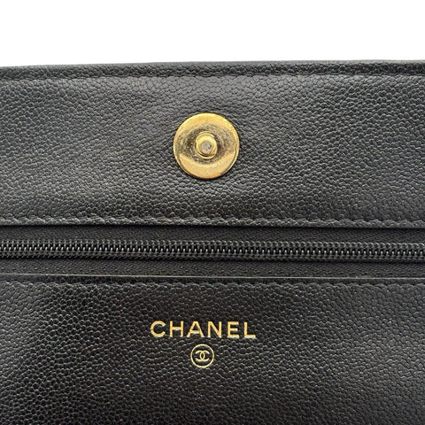 [Used] CHANEL Chain Wallet Random Series (2021~) Black Lambskin Used Bag