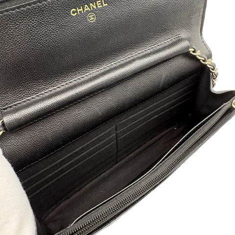 [Used] CHANEL Chain Wallet Random Series (2021~) Black Lambskin Used Bag