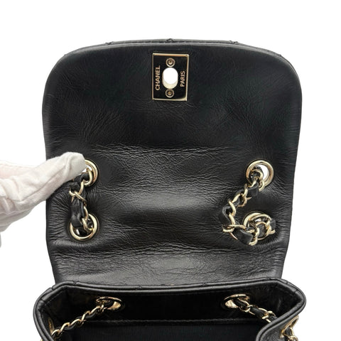[Mint Condition] CHANEL Duma Coco Mark Backpack IC Chip (2021~) Black Calfskin Used Bag