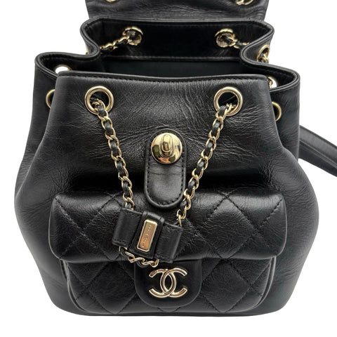 [Mint Condition] CHANEL Duma Coco Mark Backpack IC Chip (2021~) Black Calfskin Used Bag