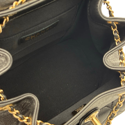 [Mint Condition] CHANEL Duma Coco Mark Backpack IC Chip (2021~) Black Calfskin Used Bag