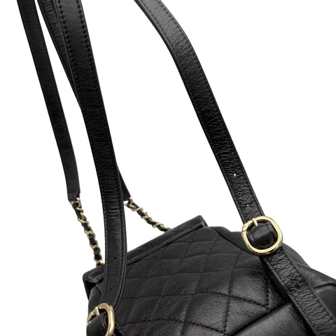 [Mint Condition] CHANEL Duma Coco Mark Backpack IC Chip (2021~) Black Calfskin Used Bag