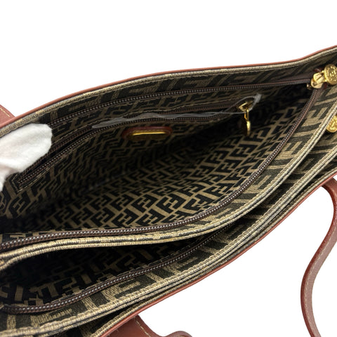 【Used】 FENDI ZUCCA SHOULDERBAG Brown Canvas/Leather Used Bag
