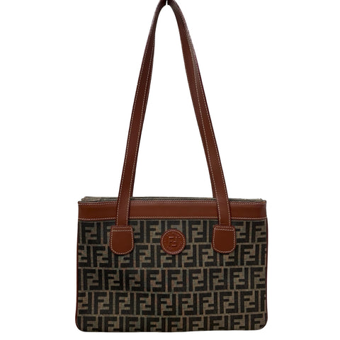 【Used】 FENDI ZUCCA SHOULDERBAG Brown Canvas/Leather Used Bag