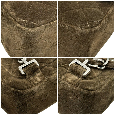 【Usado】 CHANEL Chanel MATELASSE VELOUR BACK PACK Mochila Matelassé de Terciopelo, Serie 4 (1996-1998) Color caqui, terciopelo. Usado. Bolso USADO.