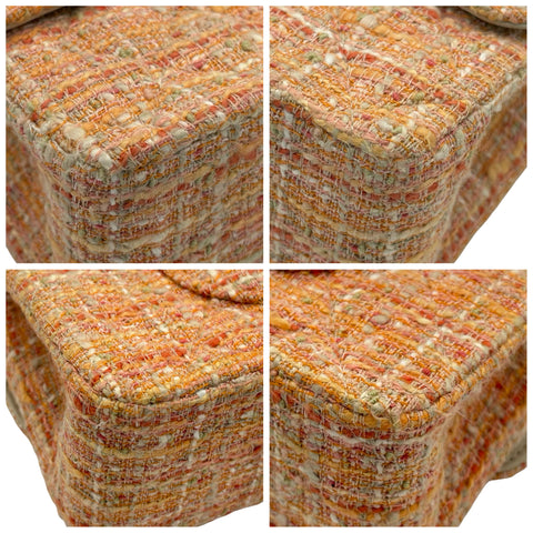 [Pre-owned] CHANEL Matelasse Tweed Double Flap Shoulder Bag, 10-series (2006), Orange Tweed, Used Bag
