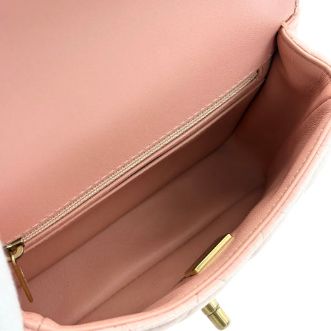[Pre-owned] CHANEL Mini Matelassé Chain Shoulder Bag, IC Chip (2021~), Pink, Velvet x Leather, Pre-owned USED Bag