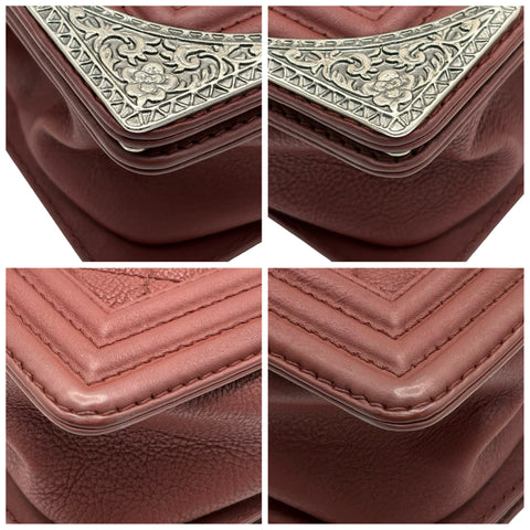 [Pre-owned] CHANEL BOY CHANEL Shoulder Bag, 19 Series (2014), Wine Red, Leather, Used Bag