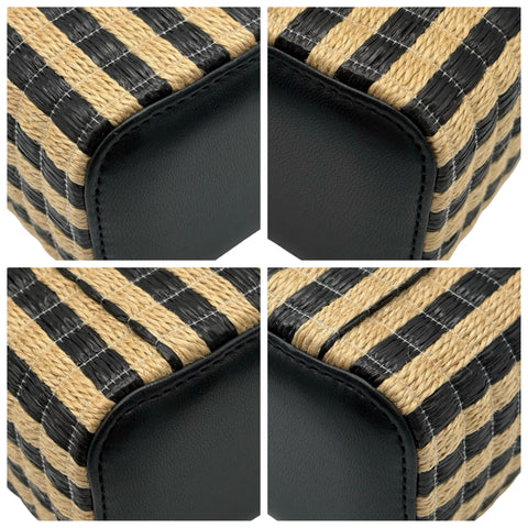 [Pre-owned] CHANEL Raffia Mini Vanity Bag, Shoulder Bag, 30-series (2021), Beige/Black, Raffia/Black, Pre-owned USED Bag