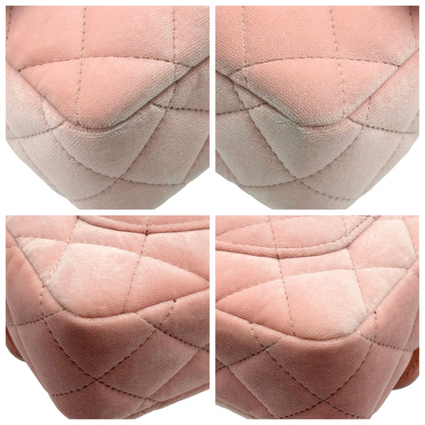 [Pre-owned] CHANEL Mini Matelassé Chain Shoulder Bag, IC Chip (2021~), Pink, Velvet x Leather, Pre-owned USED Bag