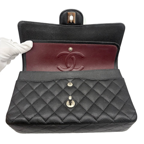 【中古】 CHANEL シャネル MATELASSE 25 BAG マトラッセ 25 ダブルフラップ ショルダーバッグ 26番台(2018年) ブラック キャビアスキン 中古 USED バッグ