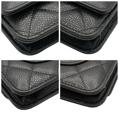[Excellent Condition] CHANEL Chain Wallet Shoulder Bag, 27-Series (2018-2019), Black, Caviar Skin, Pre-owned Bag