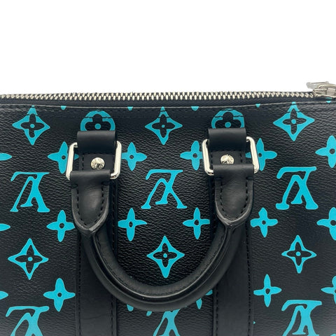 【中古】 LOUIS VUITTON ルイ・ヴィトン KEEPALL25 キーポル25 ショルダーバッグ ICチップ ブラック/ブルー系 キャンバス 中古  USED バッグ