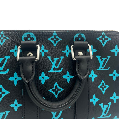 【中古】 LOUIS VUITTON ルイ・ヴィトン KEEPALL25 キーポル25 ショルダーバッグ ICチップ ブラック/ブルー系 キャンバス 中古  USED バッグ