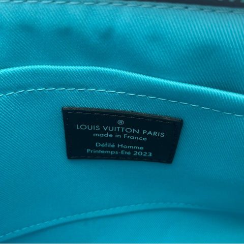 【中古】 LOUIS VUITTON ルイ・ヴィトン KEEPALL25 キーポル25 ショルダーバッグ ICチップ ブラック/ブルー系 キャンバス 中古  USED バッグ