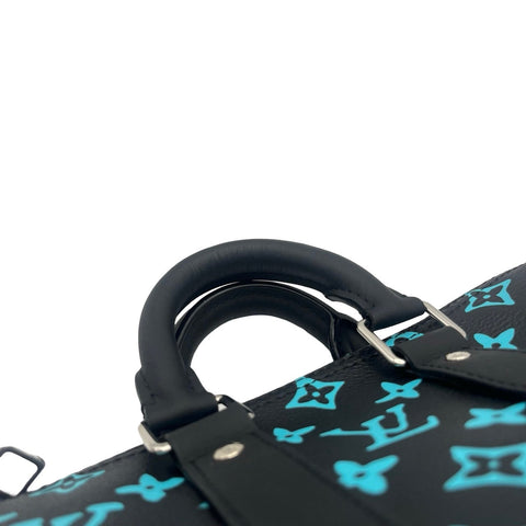 【中古】 LOUIS VUITTON ルイ・ヴィトン KEEPALL25 キーポル25 ショルダーバッグ ICチップ ブラック/ブルー系 キャンバス 中古  USED バッグ