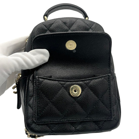 【Usado】 CHANEL Mochila BACKPACK, número de serie aleatorio (a partir de 2021), piel de caviar negra, USADO, Bolso