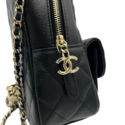 【Usado】 CHANEL Mochila BACKPACK, número de serie aleatorio (a partir de 2021), piel de caviar negra, USADO, Bolso