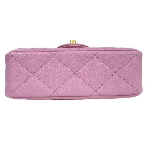 【Usado】 CHANEL Chanel MINI MATELASSÉ Mini Matelassé con herrajes de corazón, bolso con solapa, bandolera, número de serie aleatorio (2021~), rosa, piel de caviar, bolso usado.