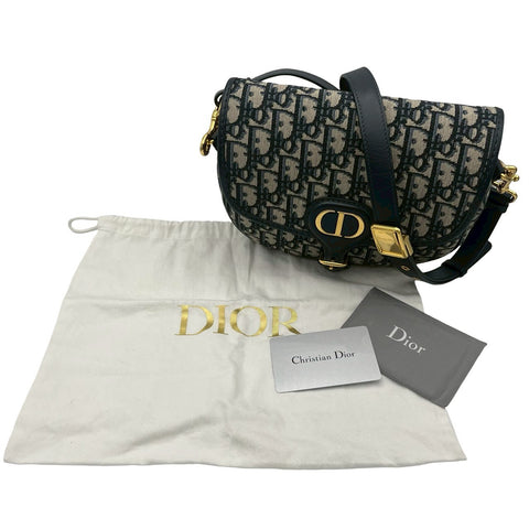 [Pre-owned] Christian Dior BOBBY MEDIUM Shoulder Bag 2020 Navy Canvas/Leather USED Bag