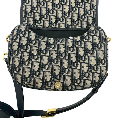 [Pre-owned] Christian Dior BOBBY MEDIUM Shoulder Bag 2020 Navy Canvas/Leather USED Bag
